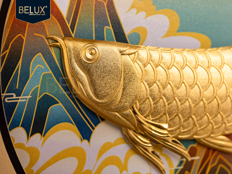 Tranh Cá Rồng Dát Vàng 24k 28x28cm